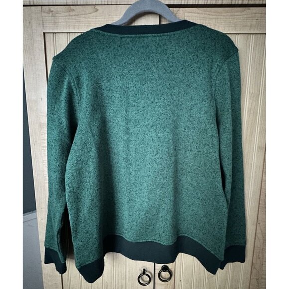 LL Bean Script Spellout Crewneck Sweatshirt Size Medium Green Long Sleeve - Picture 3 of 5